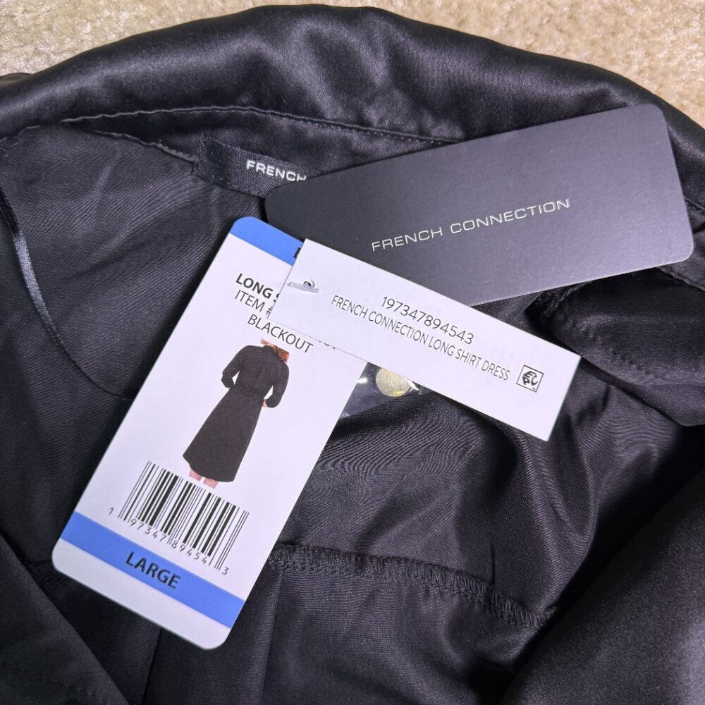 French Connection Women’s Black Long Shirt Dress Size Large NWT E987 - Picture 6 of 14